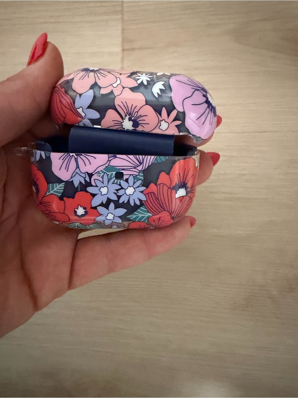 a new day Floral Pattern Earbud Charging Case - Navy, Pink, Coral